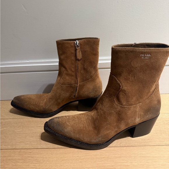 PRADA Suede Western Booties size 39 NWT - Picture 2 of 7